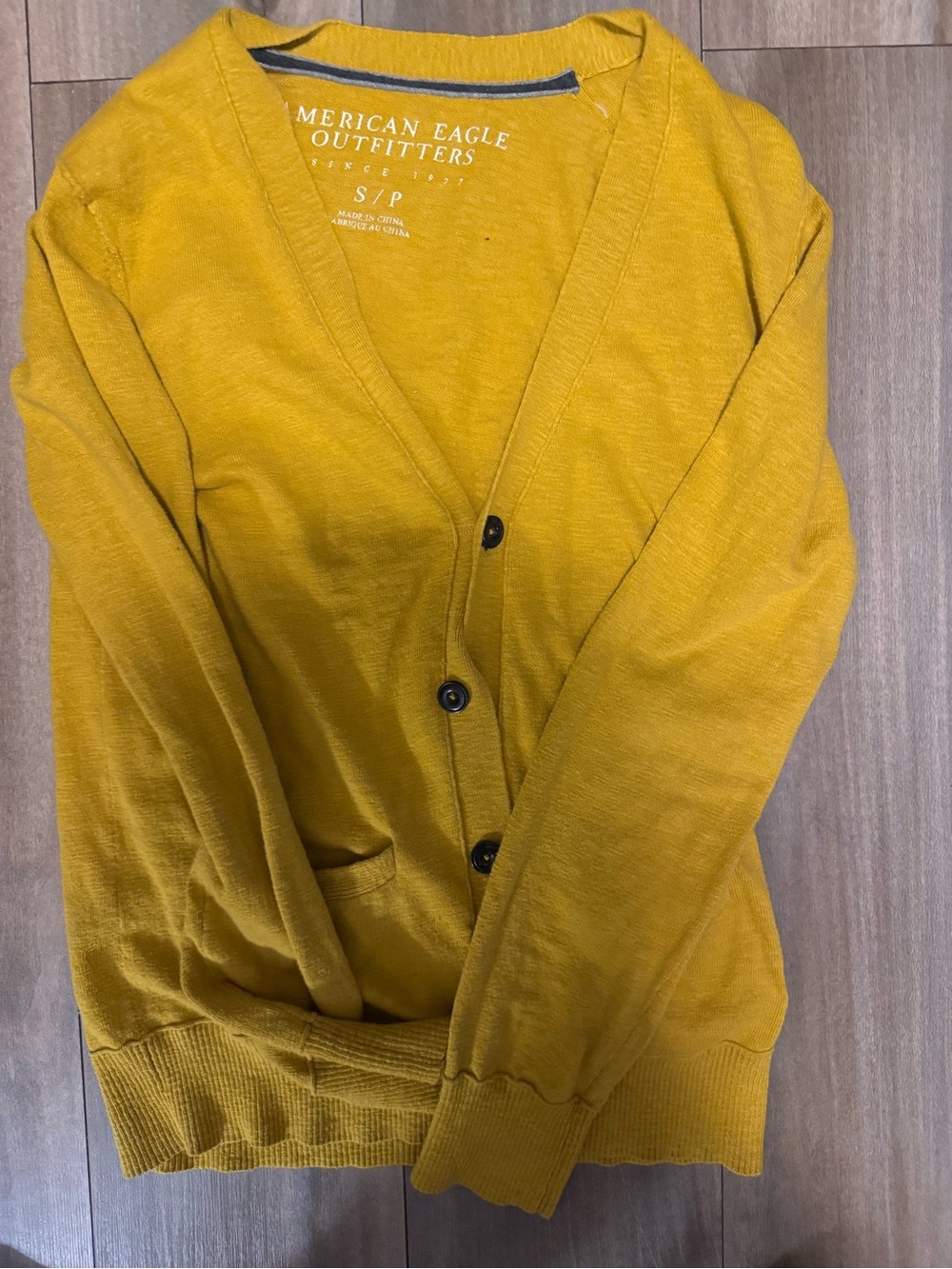 American Eagle Outfitters Mustard Yellow V-Neck Button Cardigan